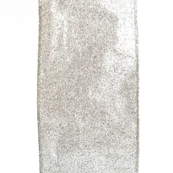 Silver Sparkle Glitter Ribbon Wired Edge - 6.3cm Ribbons|