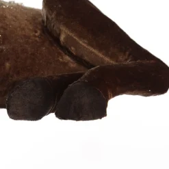 Sitting Velvet Chocolate Deer with Fur and Jewels Christmas Birds And Animals|