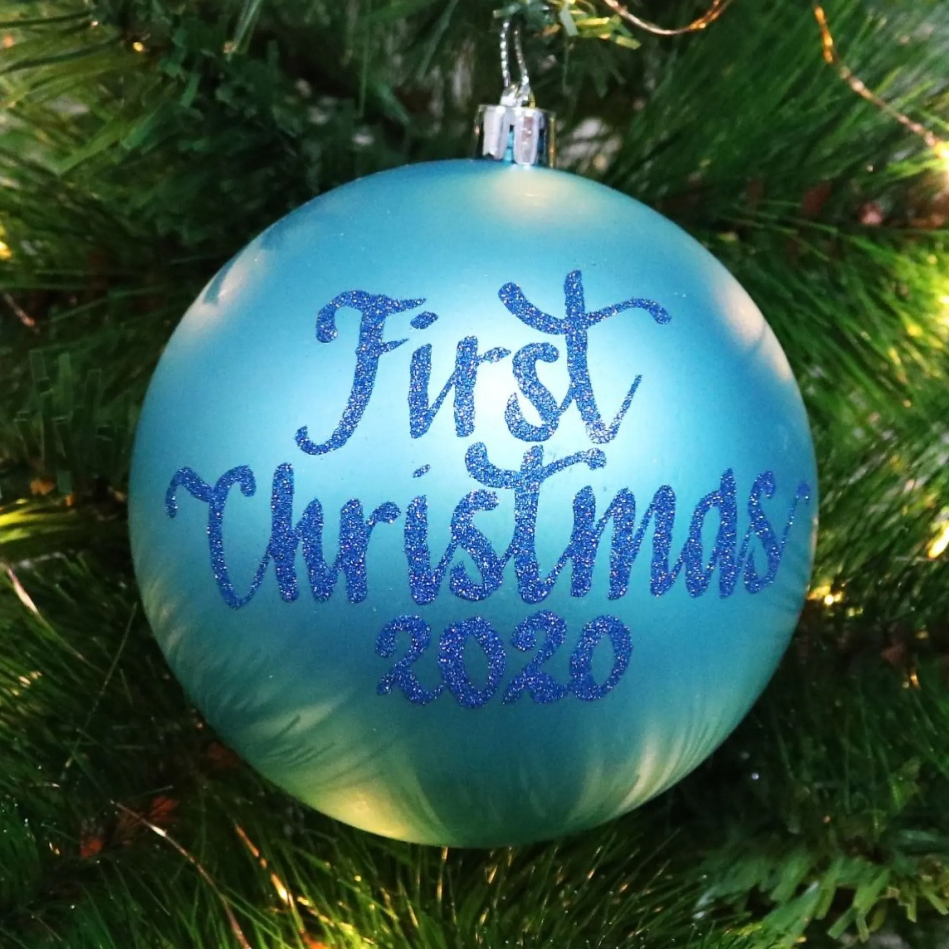 Sky Blue First Christmas Shatterproof Personalised Bauble Personalised Baubles|