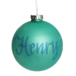 Sky Blue Glass Personalised Christmas Bauble Personalised Baubles|
