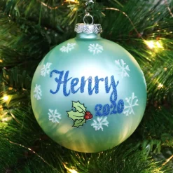 Sky Blue Rocking Horse Christmas Bauble Personalised Baubles|