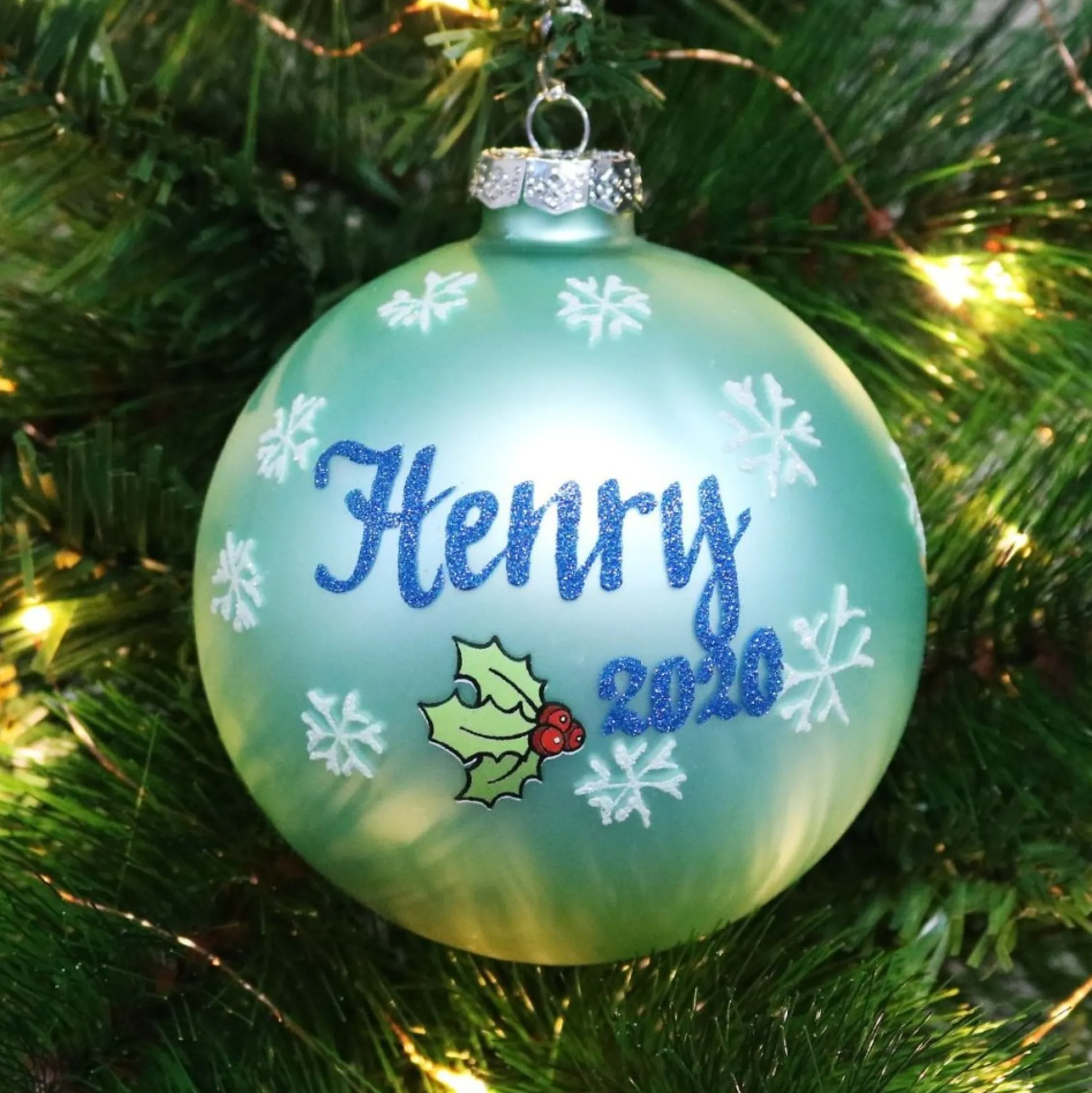 Sky Blue Rocking Horse Christmas Bauble Personalised Baubles|