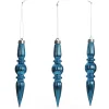 Small Blue Christmas Finial Decoration - Set of 3 Finials And Drops|