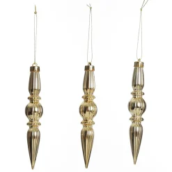 Small Champagne Christmas Finial Decoration - Set of 3 Finials And Drops|
