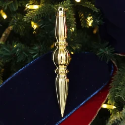 Small Champagne Christmas Finial Decoration - Set of 3 Finials And Drops|