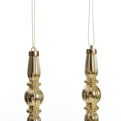 Small Champagne Christmas Finial Decoration - Set of 3 Finials And Drops|