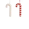 Small Glitter with Braid and Twine Candy Cane Christmas Decoration - Set of 2 Christmas Tree Decorations|