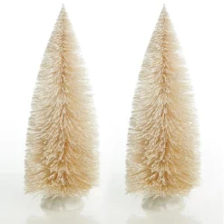 Small Ivory Bottle Brush Tree - Set of 2 Table Top Christmas Trees|