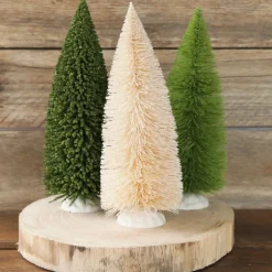 Small Ivory Bottle Brush Tree - Set of 2 Table Top Christmas Trees|