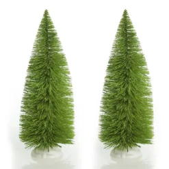 Small Lime Bottle Brush Tree - Set of 2 Table Top Christmas Trees|
