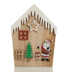 Small Plywood Winter Christmas Decorated House Open Box Christmas Craft Supplies|