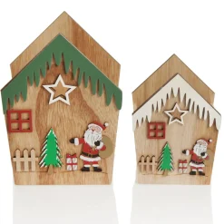 Small Plywood Winter Christmas Decorated House Open Box Christmas Craft Supplies|