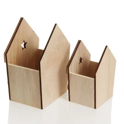 Small Plywood Winter Christmas Decorated House Open Box Christmas Craft Supplies|