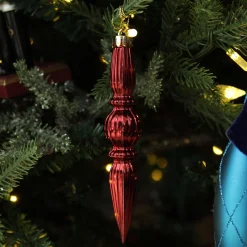 Small Red Christmas Finial Decoration - Set of 3 Finials And Drops|