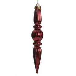 Small Red Christmas Finial Decoration - Set of 3 Finials And Drops|
