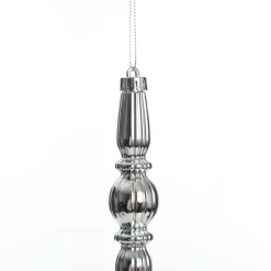 Small Silver Christmas Finial Decoration - Set of 3 Finials And Drops|