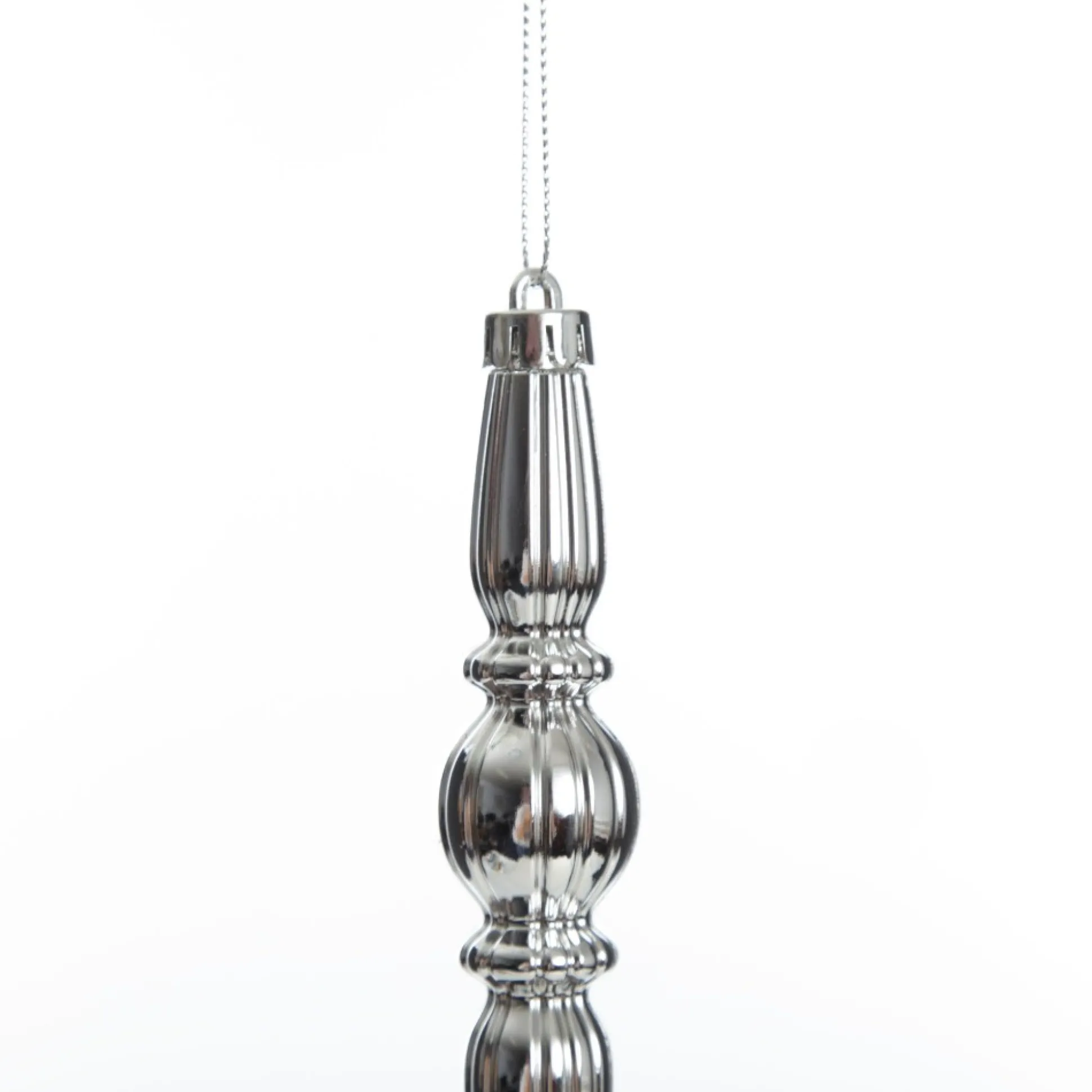 Small Silver Christmas Finial Decoration - Set of 3 Finials And Drops|