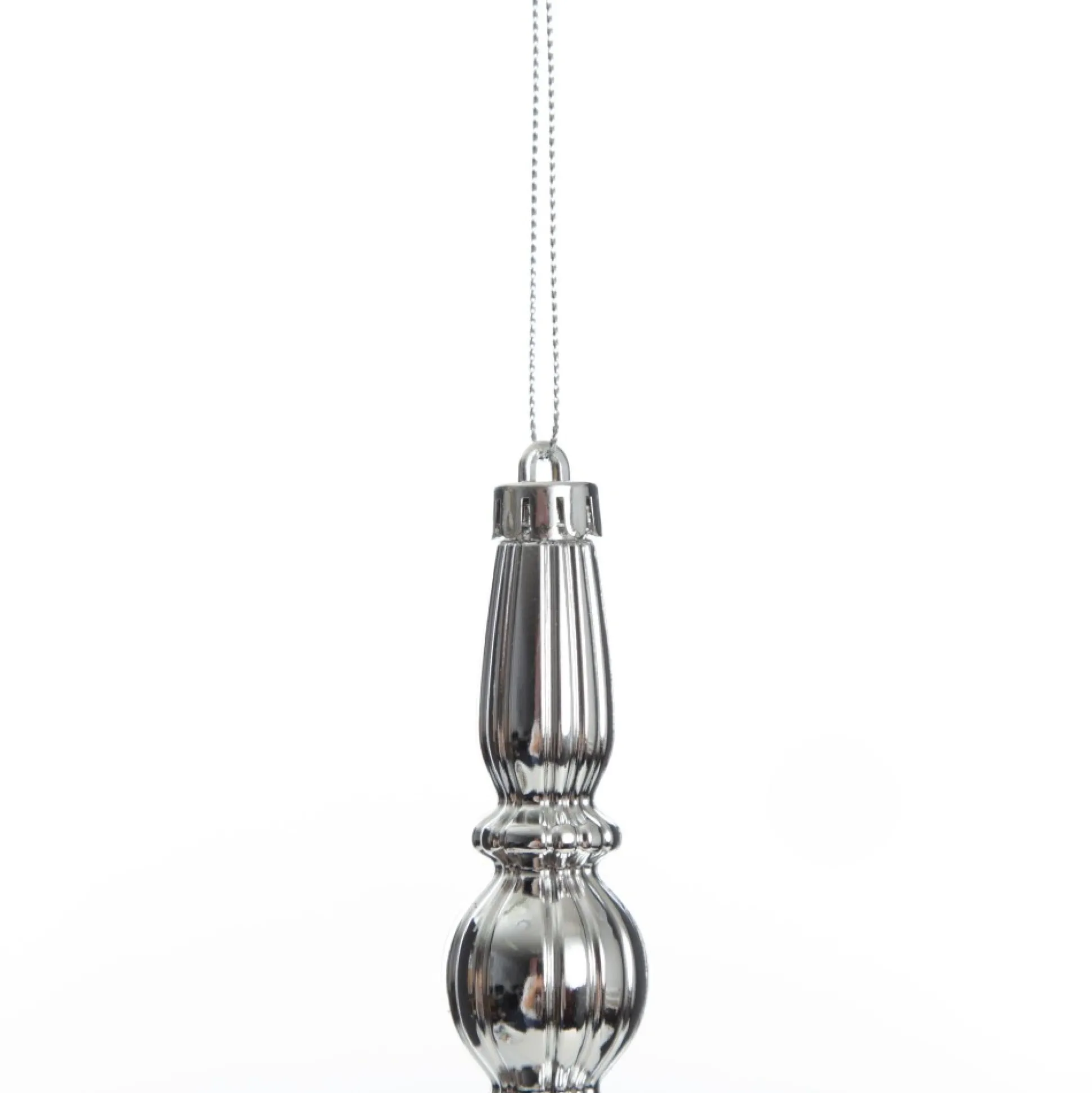 Small Silver Christmas Finial Decoration - Set of 3 Finials And Drops|