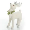 Small White Sisal Standing Deer with Silver Glitter Antlers Christmas Birds And Animals|