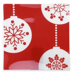 Square Glass Christmas Platter Christmas Table Decor|