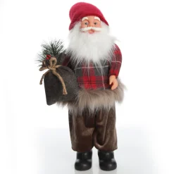 Standing Fabric Santa in Plaid Shirt Christmas Figurine Ornament Christmas Figurines|