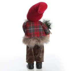 Standing Fabric Santa in Plaid Shirt Christmas Figurine Ornament Christmas Figurines|