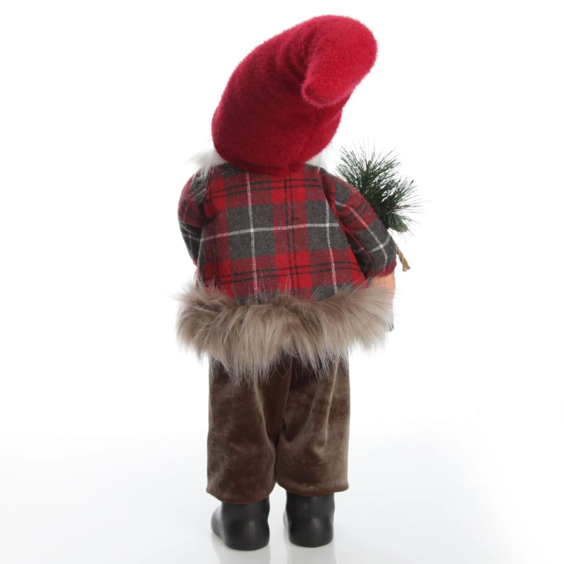 Standing Fabric Santa in Plaid Shirt Christmas Figurine Ornament Christmas Figurines|