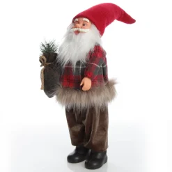 Standing Fabric Santa in Plaid Shirt Christmas Figurine Ornament Christmas Figurines|