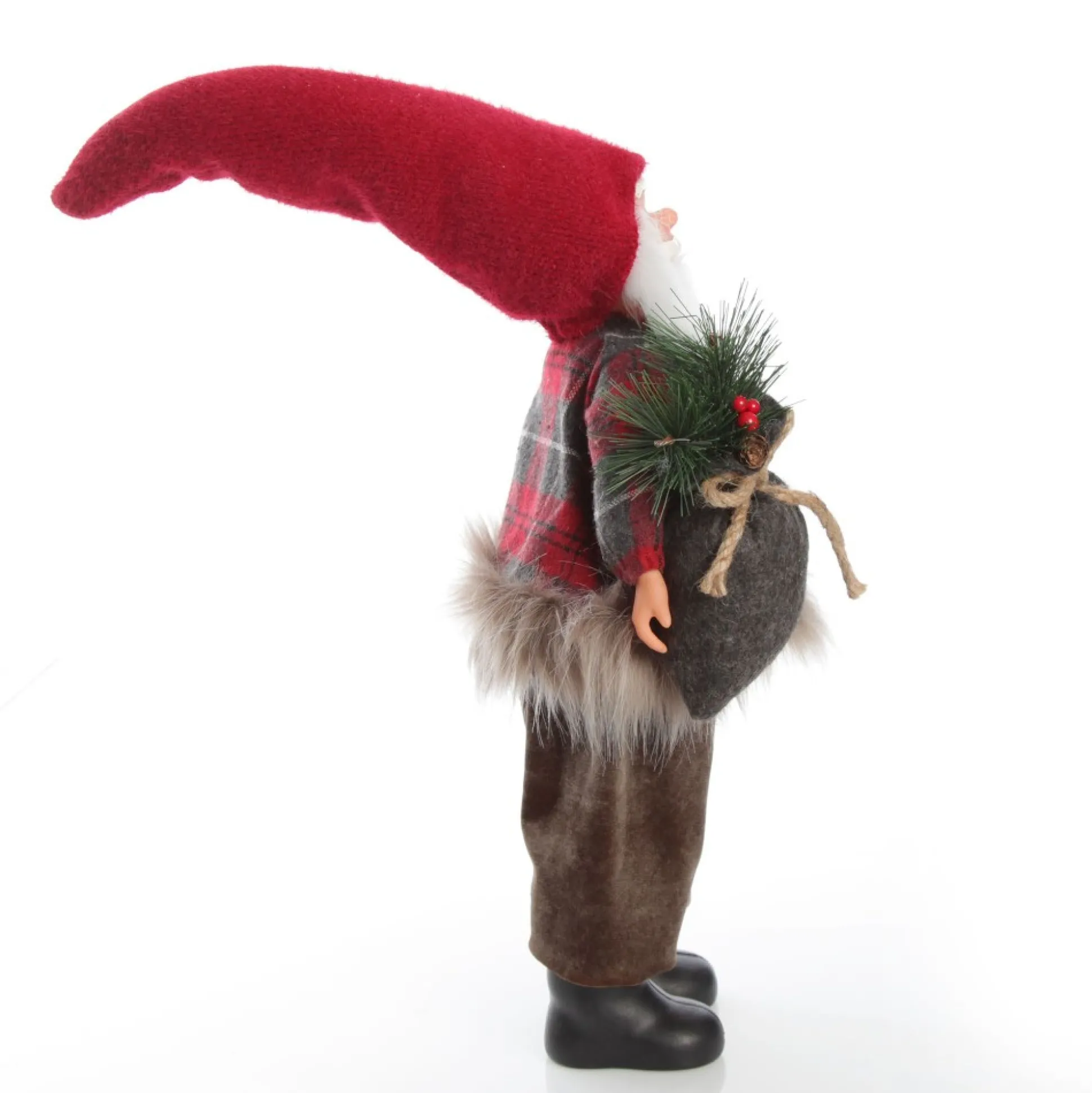 Standing Fabric Santa in Plaid Shirt Christmas Figurine Ornament Christmas Figurines|