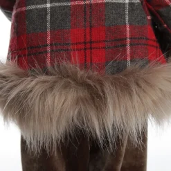 Standing Fabric Santa in Plaid Shirt Christmas Figurine Ornament Christmas Figurines|