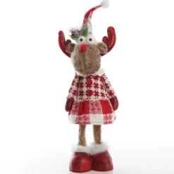 Standing Girl Reindeer Bobble Body Christmas Ornament Christmas Figurines|