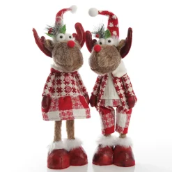 Standing Girl Reindeer Bobble Body Christmas Ornament Christmas Figurines|