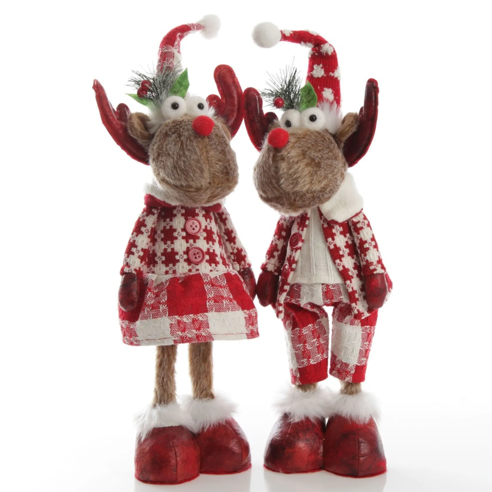 Standing Girl Reindeer Bobble Body Christmas Ornament Christmas Figurines|