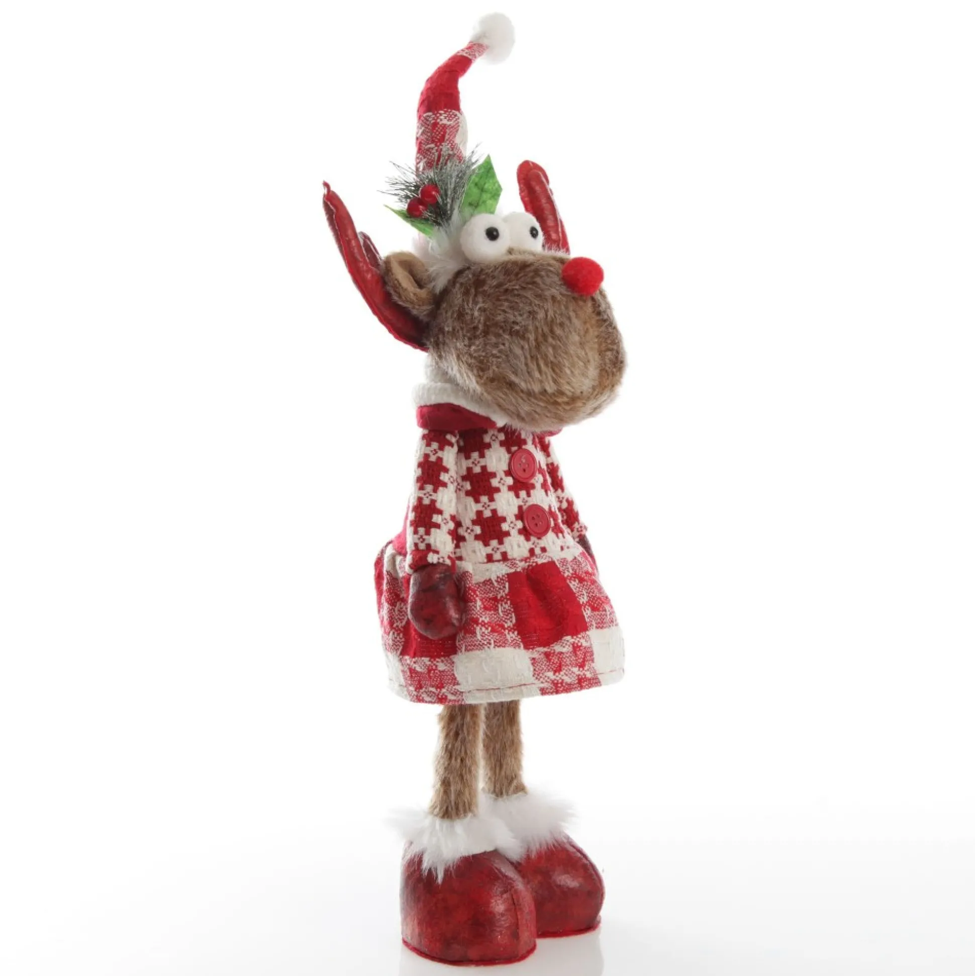 Standing Girl Reindeer Bobble Body Christmas Ornament Christmas Figurines|