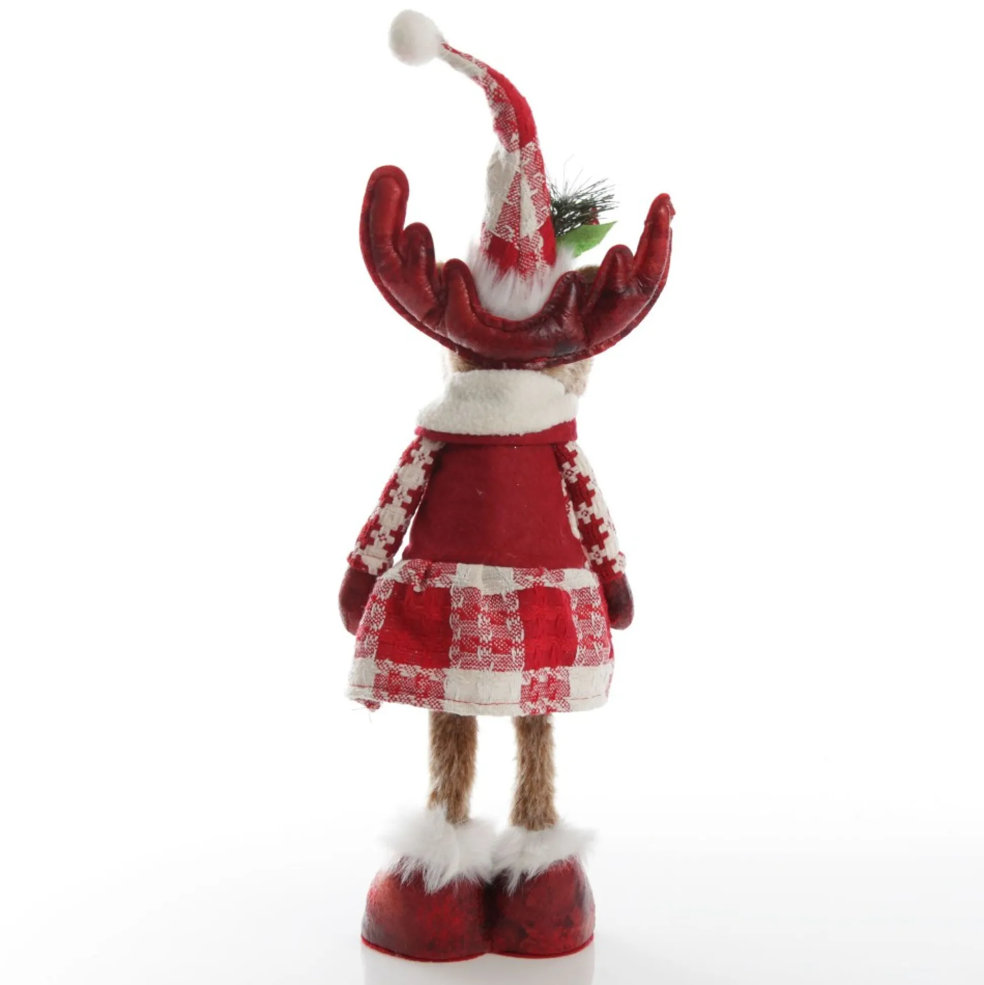 Standing Girl Reindeer Bobble Body Christmas Ornament Christmas Figurines|