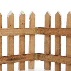 Tall Snow Capped Natural Wooden Picket Fence Christmas Tree Skirts|