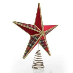 Tartan and Gold Trim 3D Star Christmas Tree Topper Tree Toppers|
