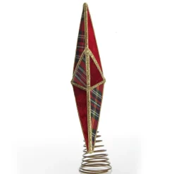 Tartan and Gold Trim 3D Star Christmas Tree Topper Tree Toppers|