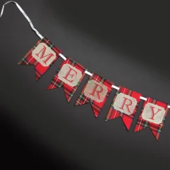 Tartan Merry Christmas Bunting Wall Hangings And Signs|