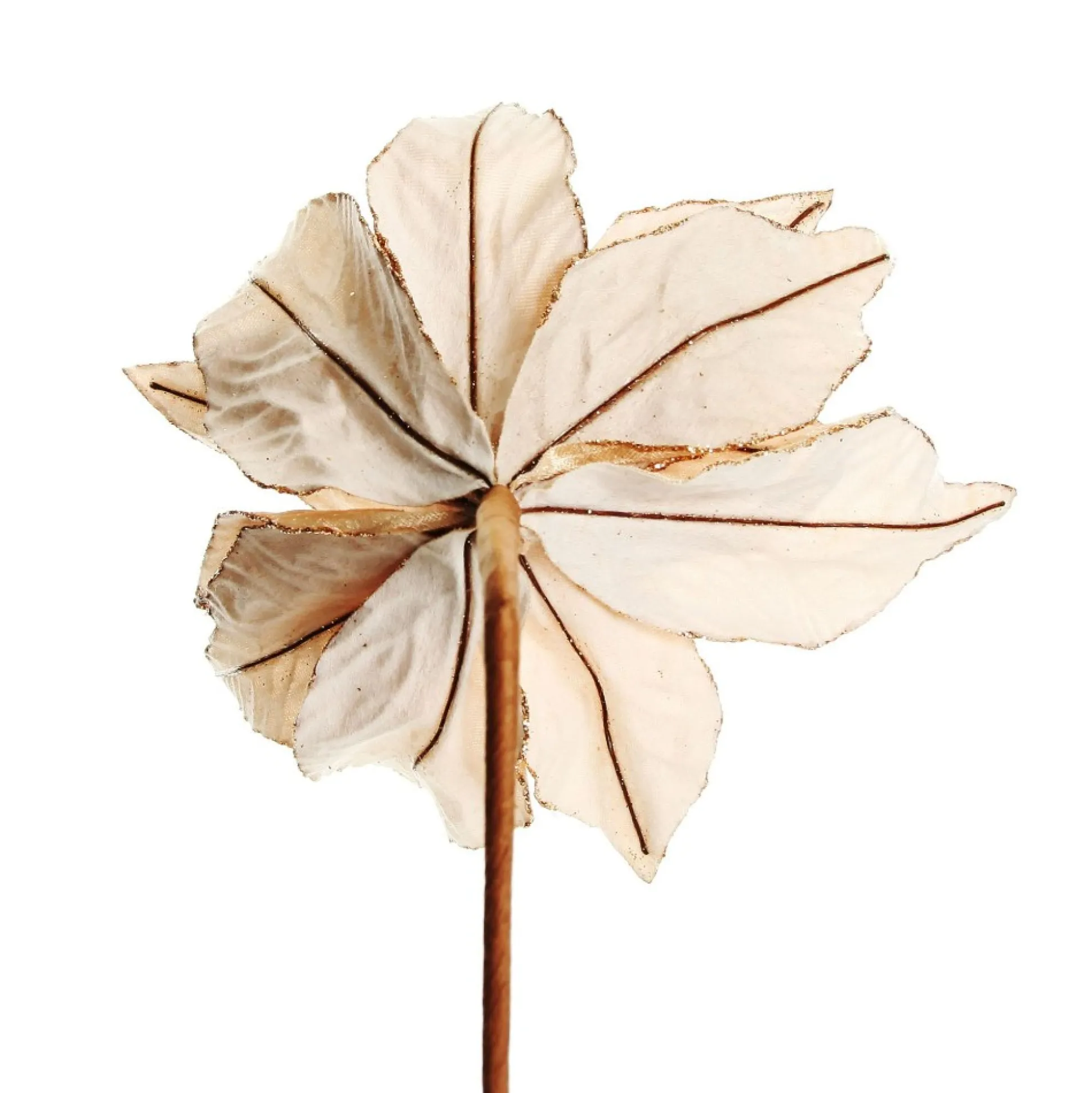 Taupe Flower Stem Glitter Ball Centre Christmas Flowers|