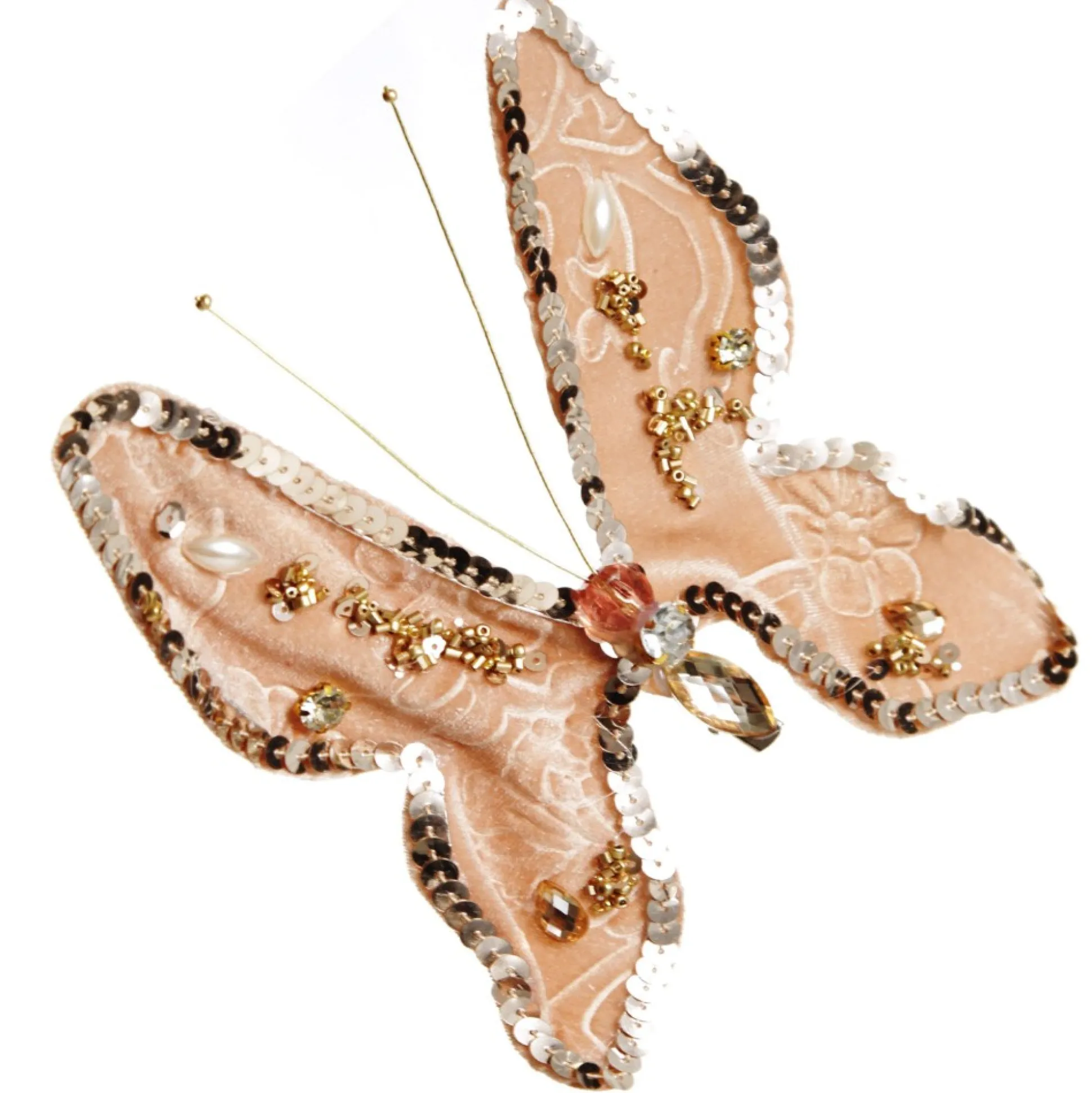 Taupe Sequin and Jewel Butterfly Clip Butterflies And Birds|