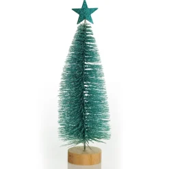 Teal Bottle Brush Tree - Small Set of 2 Table Top Christmas Trees|
