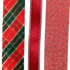Three Assorted Burgundy and Tartan Ribbons Ribbons|