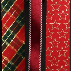 Three Assorted Burgundy and Tartan Ribbons Ribbons|