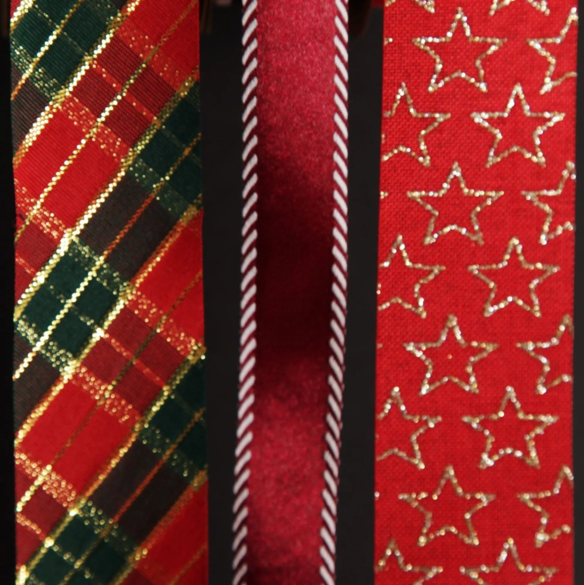 Three Assorted Burgundy and Tartan Ribbons Ribbons|
