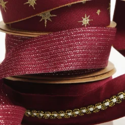Three Assorted Burgundy and Gold Ribbons Ribbons|