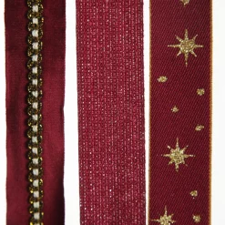 Three Assorted Burgundy and Gold Ribbons Ribbons|