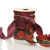 Three Assorted Burgundy Tartan and Braid Christmas Ribbons Ribbons|