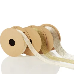 Three Assorted Ivory and Champagne Mesh and Glitter Dots Christmas Ribbons Ribbons|