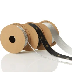 Three Assorted Silver and Blue Braid and Glitter Christmas Ribbons Ribbons|